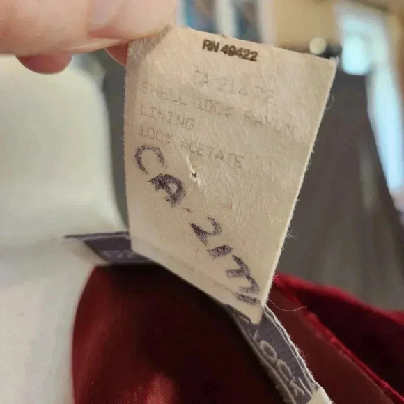 VINTAGE 80s Gunne Sax Red Velvet & Lace Midi Party Dress M - Picture 15 of 15